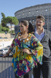 Fashion couple in Coliseum Rome