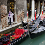 Girl with Gondolas in Venice