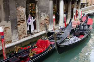 Girl with Gondolas in Venice